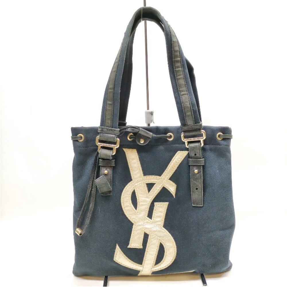 Yves Saint Laurent Tote Bag  Blue Canvas
